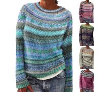 Fair Isle Jumpers for Women UK Oversized Christmas Sweaters Fashion Nordic Icelandic Norwegian Knitwear Warm Thermal Pullover Vintage Graphic Long Sleeve Tops Sweatshirt (Hot Pink, S)