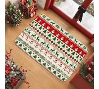 Fair Isle Nordic Christmas Pattern Reindeer Area Rug 2' X 3' | Snow Man Motifs, Evergreen Tree Silhouettes, Geometric Heart Stripes, Classic Winter Sweater Aesthetic