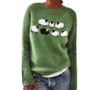 Fair Isle Sweater Women Vintage Holiday Winter Sweater Oversize Knitted Aztec Printed Long Sleeve Boat Neck Lightweight Retro Cute Pullover Tops