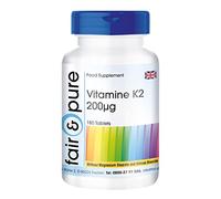 Fair & Pure® - Vitamin K2 200mcg, Vegan, high dose Natural menaquinone MK-7, MK7, Without Magnesium Stearate, 180 Vitamin K2 Tablets