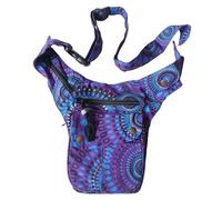 FAIR Trade Boho Cotton Print Travel 7 Pocket Passport Bag Utility Hip Money Belt (Purple Print)