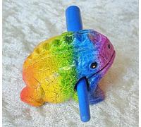 FAIR TRADE Frog Percussion Toy Guiro - Multicolor Wooden Sound Effects Instrument - 4CM