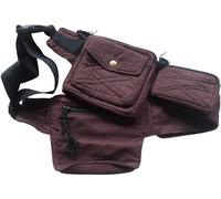 Fair Trade Hippy Boho Cotton Travel Passport Bag Utility Hip Belt Organizer (Brown)