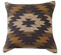 Fair Trade Kilim Cushion Cover 45 x45, Jute Pillow Cases, Handmade Cushion Cover, Decorative Throw Pillows, Handwoven Kelim Rug Cushion, Home Decor Cushions for living room (Pattern 2)