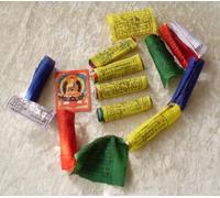 FAIR TRADE NEPALESE TIBETAN BUDDHIST WIND HORSES COTTON PRAYER FLAGS - MINI 10-STRING X 5 PACK