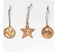 Fair Trade Olive Wood Decorations - Set of 3