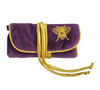 Fair Trade Velvet Bee Jewellery Roll - Aubergine