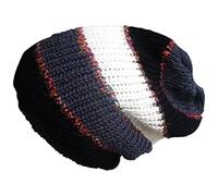 Fair Trade Wool & Silk Hippy Boho Slouch Beanie Ski Skate Snowboarding Hat Fleece Lined (Black & White Mix)