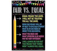 Fair Vs Equal Poster. Motivational Poster Decoration Classroom. Gift Vertical Metal Tin Sign Wall Art Posters for Room Aesthetic and Decor 6x8 inch