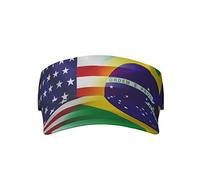 FAIRAH American and Brazilian Flags Print Protected Under The Sun with Adult Sunscreen Visor Cap