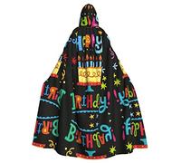 FAIRAH Happy Birthday Big Cake Print Hooded Cloak Women Men Halloween Dress Up Party Cosplay Costumes