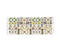 FAIRAH Japanese Painting Mushroom Print Cashmerette Fringed Scarf,Unisex Cashmerette Fringed Scarf