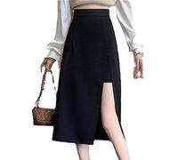 FairaH Side Split Elastic High Waist Sexy Midi Skirt,Irregular Slit A-Shape Skirt,Oversized Fitted Skirt with Lined Shorts (1PCS,4XL)