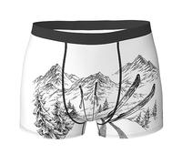 FAIRAH Skiing Theme Printed Men'S Flat Angle Micro Elastic Comfortable And Breathable Underwear Black