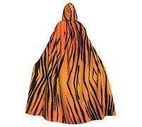 FAIRAH Tiger Stripe Print Hooded Cloak Women Men Halloween Dress Up Party Cosplay Costumes