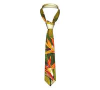 FAIRAH Tropical Bird Of Paradise Printed Men'S Silk Tie, Suitable For Business And Leisure Occasions