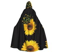 FAIRAH Weed With Sunflower Print Hooded Cloak Women Men Halloween Dress Up Party Cosplay Costumes