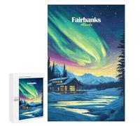 Fairbanks Alaska Aurora Borealis - Adult Tabletop Puzzle, 1000 PCS, Year-End Present - to Assemble, Frame And Display