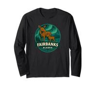 Fairbanks Alaska Moose Cow and Calf Northern Animals Long Sleeve T-Shirt