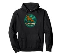 Fairbanks Alaska Moose Cow and Calf Northern Animals Pullover Hoodie