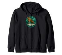 Fairbanks Alaska Moose Cow and Calf Northern Animals Zip Hoodie