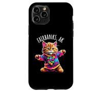 Fairbanks Alaska USA Fun Cute Colorful Dancing Cat Design Case for iPhone 11 Pro