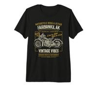Fairbanks Alaska USA Retro Motorcycle Distressed Design Premium T-Shirt