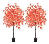 Fairblo 2Pcs 160cm Artificial Autumn Maple Trees Fall Faux Tree Autumn Decorations Large Artificial Plants Outdoor Fake Maple Tree in Pots Fall Tree for Indoor Porch Garden Home Office Halloween
