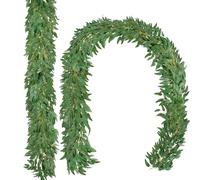 Fairblo 2Pcs Artificial Hanging Plants Outdoor 6.56Ft Artificial Willow Leaves Garland Fake Ivy Vines Faux Greenery Foliage Garland Silk Green Leaves Garland for Spring Easter Wedding Party Garden