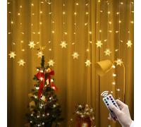 Fairblo 3.5M Christmas Window Lights Christmas Snowflake String Light Indoor Outdoor 96 LED Xmas Curtain Fairy Lights 8 Modes Xmas Decoration for Wedding Birthday Party Bedroom Window Door Wall