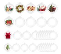 Fairblo 30Pcs Christmas Clear Baubles Fillable Baubles 6cm/5cm/4cm Clear Plastic Bauble for Crafting, Personalized Transparent Balls Christmas Tree Bauble Xmas Party Decorations