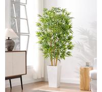 Fairblo 6FT Artificial Bamboo Plant with White Tall Planter Faux Bamboo Tree In Pot Large Artificial Plants Indoor Tall Fake Tree Floor Plant for Living Room Bedroom Corner Home Office Decor