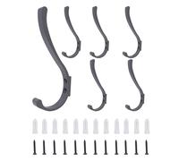 Fairblo 6Pcs Large Coat Hooks, Wall Hooks for Hanging Coats, Metal Robe Door Hook with Screws, Heavy Duty Coat Hook Wall Mounted, Coat Hanger for Hanging Clothes, Towel, Hat, Jacket, Bag Grey