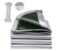 Fairblo Large Tarpaulin Waterproof Heavy Duty 3m x 3m 180 GSM PE Tarp Sheet Cover with 10m Rope & Eyelets & Tarpaulin Repair Tape for Outdoor Garden Furniture Camping Chicken Coop