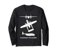 Fairchild C-82 Packet Cargo Aircraft Silhouette Diagrams Long Sleeve T-Shirt