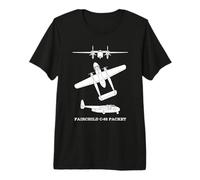 Fairchild C-82 Packet Cargo Aircraft Silhouette Diagrams Premium T-Shirt