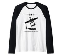 Fairchild C-82 Packet Cargo Aircraft Silhouette Diagrams Raglan Baseball Tee