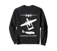 Fairchild C-82 Packet Cargo Aircraft Silhouette Diagrams Sweatshirt