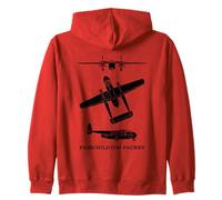 Fairchild C-82 Packet Cargo Aircraft Silhouette Diagrams Zip Hoodie