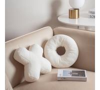 FairDeco XO Pillow Plush, White Throw Pillows Valentine's Day Decorative Hugs and Kisses, Cute Pillows Romantic Home Décor for Sofa, Bedroom, Living Room 12.5x12.5 Inch Set of 2