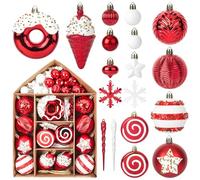 Faireach Christmas Ornament Set 70PCS, Shatterproof Plastic Christmas Tree Ornaments Decorations with Hooks, Decorative Hanging Ball Ornament for Xmas Tree Decorations Wedding Holiday Party Home Decor
