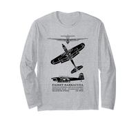 Fairey Barracuda British WW2 Plane Silhouettes Infographic Long Sleeve T-Shirt
