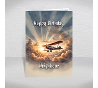Fairey Swordfish Biplane Birthday Card for Neighbour - WW2 Torpedo Bomber Aircraft Card for Boys, Men - British Vintage Military Aeroplane Theme: Neighbour Birthday Card (Size A5)