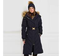 Fairfax & Favor Women's The Charlotte Padded Puffer Style Longline Coat - Navy - Size: UK8