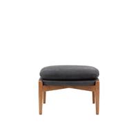 Fairfield Mid-Century Leather Footstool Ebony Black