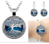 Fairies and Wonders Tree of Life Necklace, Tree of Life Jewellery Set (Silver, Silver)