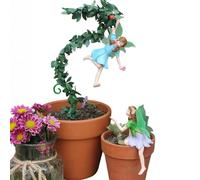Fairies Figurines - Glowing in the Dark Garden Fairy Statue Flower Picking,Plant Vine Garden Sculpture, Miniature Landscape Scene Accessories for Outdoor Yard
