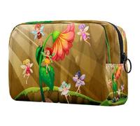 Fairies Flying Around The Flower Cosmetic Bag for Women, Travel Toiletries Bags Large Makeup Handy Pouch Organiser Bag with Zipper