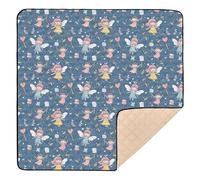 Fairies Marshmallow Blue Soft Padded Baby Gym & Activity Mat for Indoor Outdoor Comfortable Infant Play Activity Mat for Babies Infants Toddlers, 50'' x 50''