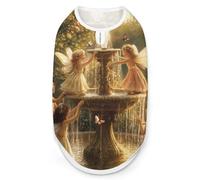 Fairies Playing Ornate Fountain Cute Printed Dog Shirt Clothes Lightweight Sleeveless Pet Tank Top for Small Medium Large Pets